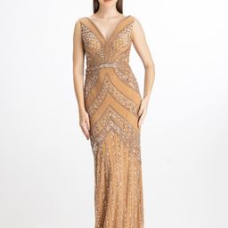 BHAWNA RAO Embellished V-Neck Sleeveless Net Gown Dress-image-52