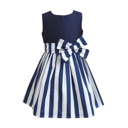 A T U N Navy Blue & Off White Striped Dress-picture-50