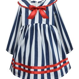 A T U N Navy Blue Striped Dress-image-80