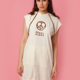 zink Z Women Off White Solid T-shirt Dress-image-10