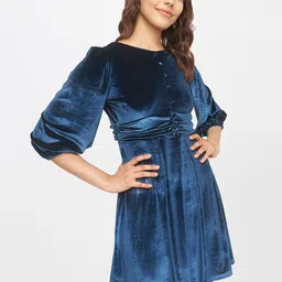 AND Teal Solid Dress-23