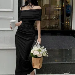 StyleCast Black Off-Shoulder Sheath Midi Dress-picture-31