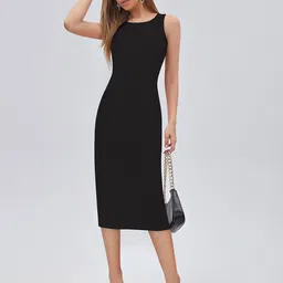 BAESD Round Neck Bodycon Midi Dress-51