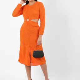 Campus Sutra Orange-Coloured Cut-Outs Sheath Midi Dress-picture-19