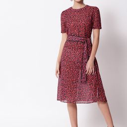 CHARMGAL Red & Black Animal Georgette Midi Dress-picture-10