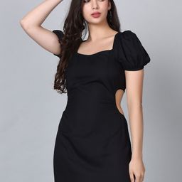 HAUTEQUE Square Neck Puff Sleeve Sheath Mini Dress-picture-18
