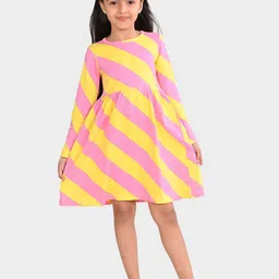 BONKIDS Girls Cotton Striped A-Line Dress-image-74