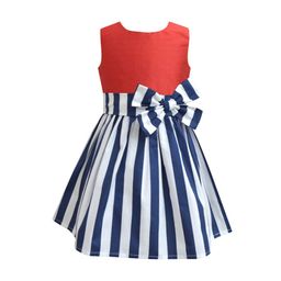 A.T.U.N. Girls Red Striped A-Line Bow Dress-image-61