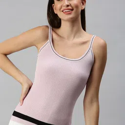 SHOWOFF Lavender Striped A-Line Dress-image-82
