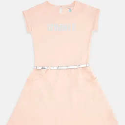 Pantaloons Junior Peach-Coloured Pure Cotton A-Line Dress-picture-0