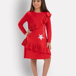 Growing Tree Red Solid A-Line Dress-image-68