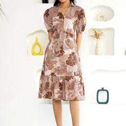 AASK Floral Print A-Line Dress-image-16