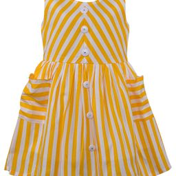 Wish Karo Yellow Striped A-Line Dress-image-97