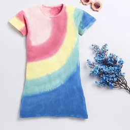 Lazy Shark Tie & Dye Cotton A-Line T-shirt Dress-1