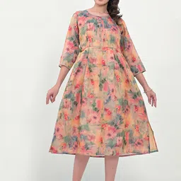 Label Khoj Printed A-Line Ethnic Dress-image-35