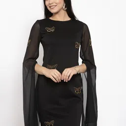 KASSUALLY Women Black Embellished Sheath Dress-51