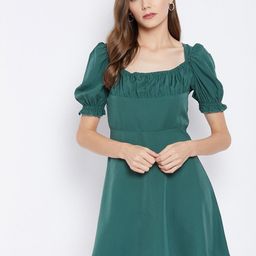 U&F Green Crepe Dress-image-7