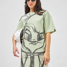 Bewakoof Heavy Duty Heavy Duty 1.0 Looney Tunes Printed Oversized T-shirt Dress-image-27