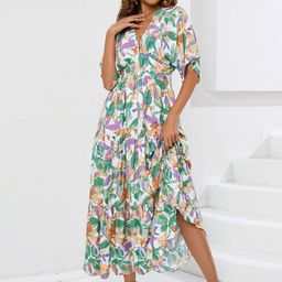 StyleCast White Floral Print Flared Sleeve Cotton Maxi Dress-picture-14