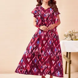 Selvia Printed Flutter Sleeve Maxi Dress-picture-8
