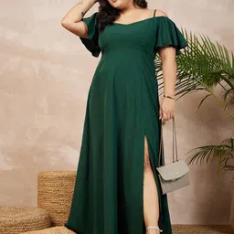 Berrylush Curve Plus Size Flutter Sleeve Maxi Dress-picture-3