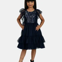 Peppermint Navy Blue Embellished Dress-image-21