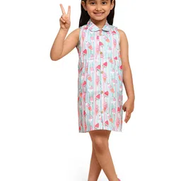 BAESD Print Linen Shirt Collar Shirt Dress-image-28