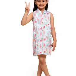BAESD Print Linen Shirt Collar Shirt Dress-image-27