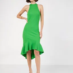 SASSAFRAS Round Neck Cotton Bodycon Midi Dress-picture-37