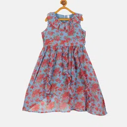 KiddoPanti Girls Floral Printed Fit & Flare Dress-image-12