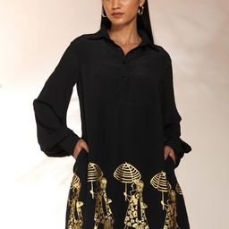 Masaba Graphic Printed Cuffed Sleeves A-Line Dress-image-23