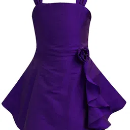 A T U N Purple Flower Ruffle Dress-image-36