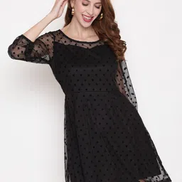 AKIMIA Black Net A-Line Dress-image-6