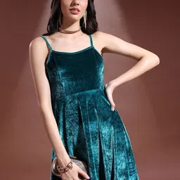 KETCH Mesh Insert Velvet A-Line Dress-picture-19