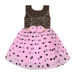 Wish Karo Girls Geometric Printed Embellished Net Fit & Flare Dress-picture-5