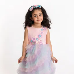 A Little Fable Girls Floral Net Dress-picture-14