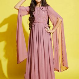 Cherry & Jerry Pink Georgette Maxi Dress-image-24