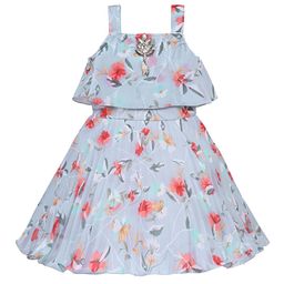 Wish Karo Girls Floral Printed Shoulder Straps Georgette Maxi Dress-image-68