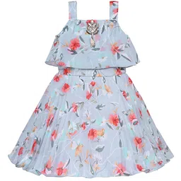 Wish Karo Girls Floral Printed Shoulder Straps Georgette Maxi Dress-image-70