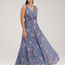 20Dresses Grey Floral Printed V-Neck Maxi Dress-picture-23