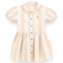 U.S. Polo Assn. Kids Striped Puff Sleeve Shirt Dress-picture-49