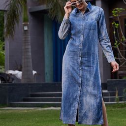 SASSAFRAS Faded Bell Sleeve Shirt Dress-image-15