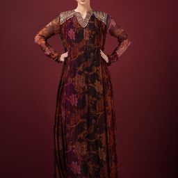Q BY SONIA BADERIA Floral Print Chiffon Maxi Gown Dress-image-52