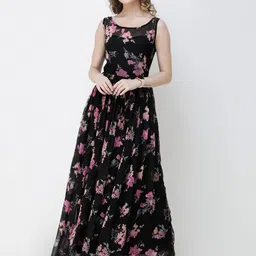 BAESD Women Floral Print Chiffon Fit and Flare Dress-image-39
