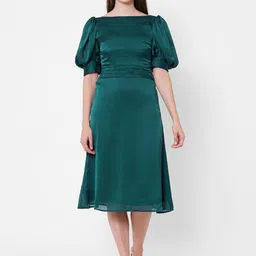 MISH Green Chiffon Midi A-Line Dress-17