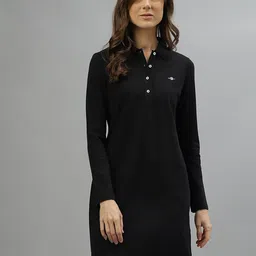 GANT Spread Collar Long Sleeves Pure Cotton T-Shirt Dress-18