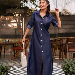 Calmna Denim Shirt Maxi Dress-image-14