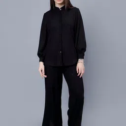 Steele Shirt Collar Pure Cotton Shirt With Palazzos-picture-35