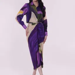 POPPI Wisteria Printed Wraped Skirt Set-image-52