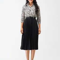 AASK Floral Printed Crepe Midi Dress-image-49